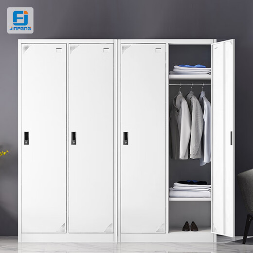 Jinfeng employee locker locker steel iron wardrobe dormitory changing wardrobe shoe cabinet thickened warm white two-door locker