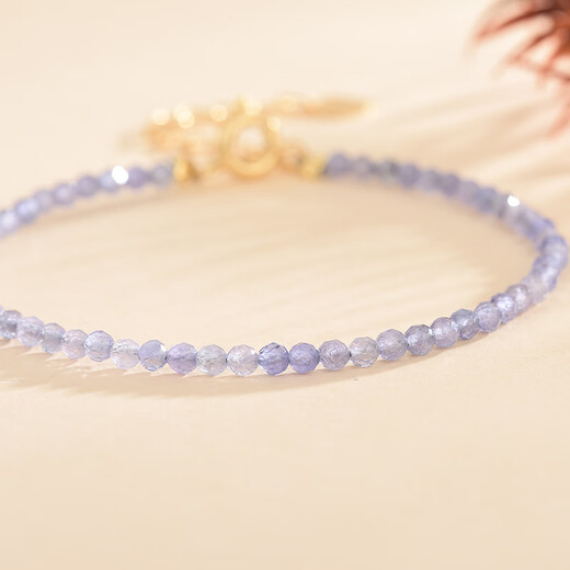 Fat Donglai quality tanzanite bracelet natural crystal women's ultra-fine 3mm round bead bracelet niche design summer small about 2.5mm tanzanite faceted bracelet hand circumference about 15c