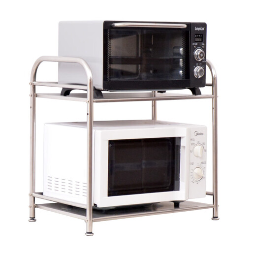 Renjuyi steel microwave oven shelf storage rack small appliances double-layer countertop desktop household floor-standing kitchen oven cabinet double-layer single board 55 long 35 wide 55 high - 304 stainless steel