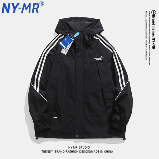 NY-MR潮牌联名工装夹克男女士同款春秋季户外休闲连帽潮流冲锋外套上衣 JKCY-9276#牛油果绿 L