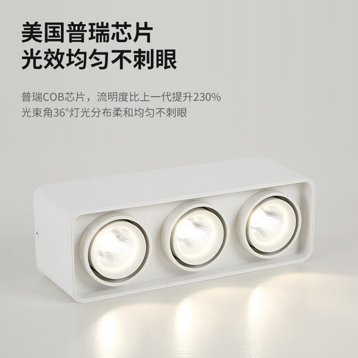 XMSJ明装筒灯米家智能高显指防眩光无主灯客厅照明吸顶灯广东中山灯具 9853四头白色40W暖光3000
