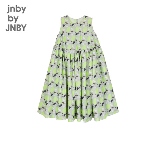 
jnby by JNBY Jiangnan cloth children's clothing sleeveless dress summer cute pattern casual mid-length skirt girls 1N5G12350 088 gray-green combination 110 cm