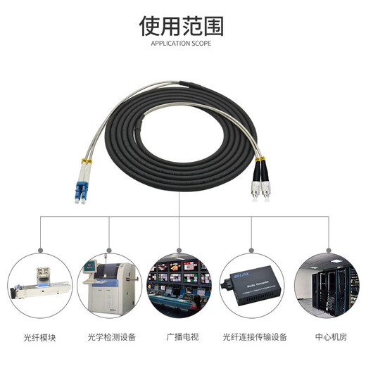 EB-LINK 电信级室外野战拉远单模多模双芯光纤跳线单模四芯7.0基站通信光缆防晒防水光纤线 LC-FC单模双芯 30米