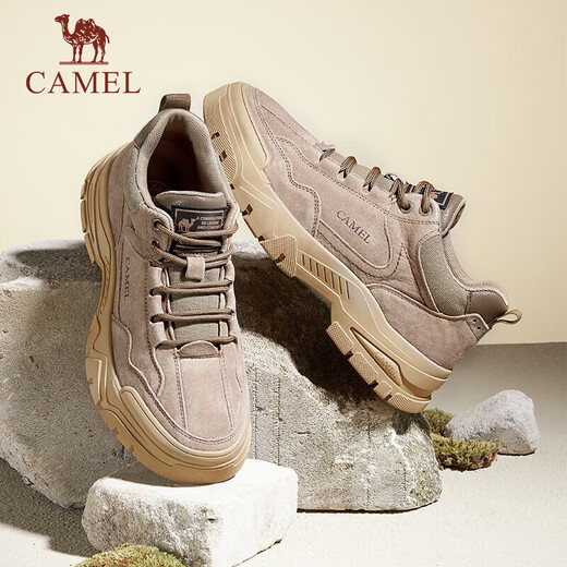 骆驼（CAMEL）男士复古户外登山工装休闲低帮鞋 G13A342170 卡其 40 