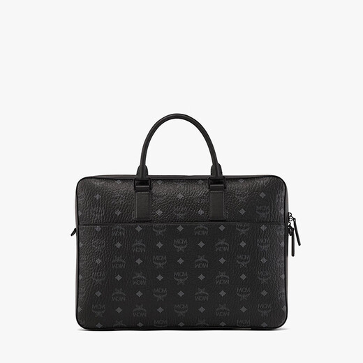 MCM men's business briefcase large KLASSIK VISETOS business trip computer bag light luxury shoulder crossbody black 15 inches