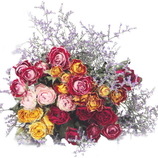 Love Yunnan Natural Dried Roses Bouquet Living Room Decoration Lucky Rose Dried Flowers Real Flower Decorative Ornaments Air-dried and Baked Stunning Bubbles About 30 Heads