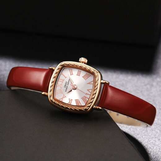 Audemars Pixar (IBSO) new watch for women simple temperament quartz watch women's watch waterproof small square watch female watch student watch for girlfriend 9226 rose gold-red belt [imported movement]