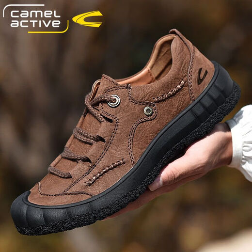 Zapatos de cuero dinámico de camello zapatos de senderismo genuino de cuero genuino no deslizamiento de otoño e invierno al aire libre zapatos de ancianos con la punta de los pies cómodos zapatos de trabajo casuales marrón (capa superior de vaca) 9888 38 zapatos de cuero estándar tamaño