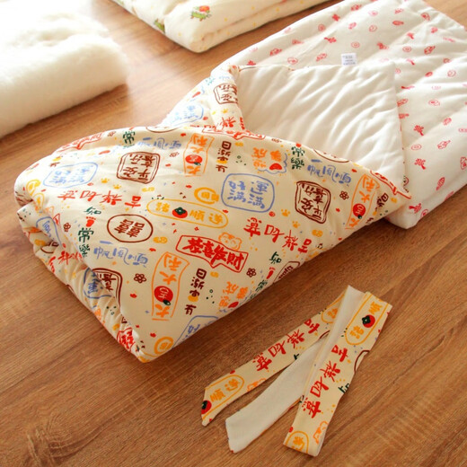 Abay Class A newborn delivery room baby pure cotton quilt thickened winter warm baby quilt soft handmade quilt Fulong style - full of blessings 100*100cm winter thick style 440g cotton