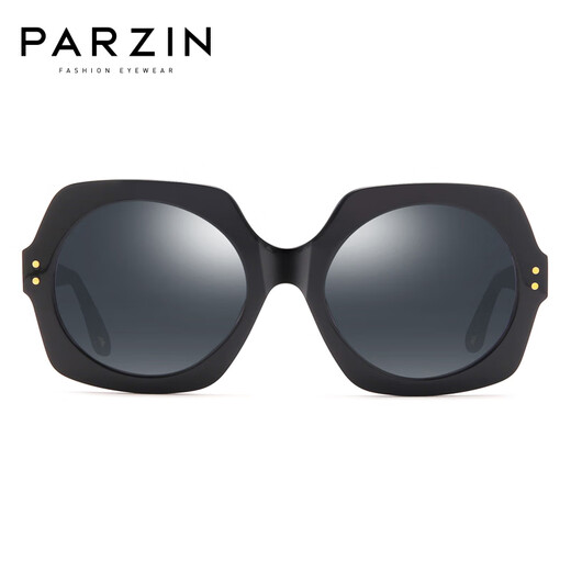 帕森（PARZIN） 偏光太阳镜女 复古板材驾驶镜女大框修脸潮墨镜 9740 黑框黑灰片
