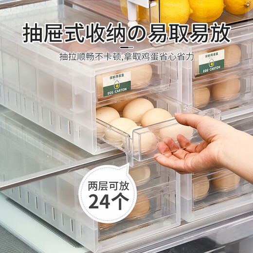 Sungsa egg storage box refrigerator storage box double-layer drawer-type egg crisper household multi-layer egg box double-layer transparent egg box*1