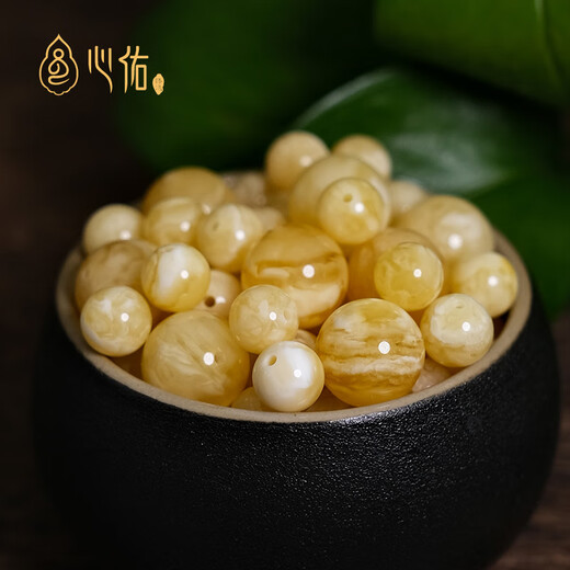 Xinyou Natural Russian Material Demonic Flower Beeswax Round Bead Single Wenwan Bracelet Accessories Top Beads with Beads Loose Beads Single Bead Demonic Flower Round Bead 9mm/Single
