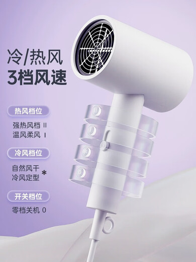 Shunrui German original quality Xiao Yang recommends 500w hair salon special negative ion hair dryer student dormitory home folding portable Blu-ray folding white 600w + air outlet + dormitory power limit special