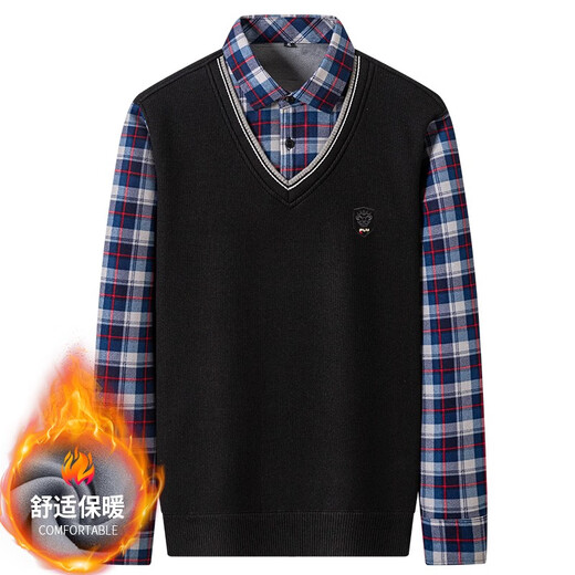 Prenomen Camisa cálida de invierno Hombres de mediana edad Plus de terciopelo