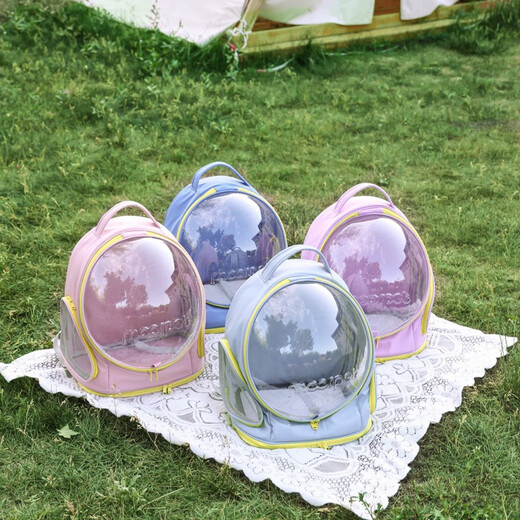 JPHZNB猫包 透明便携包 透气猫背包 宠物出行 双肩猫背包狗背包 肉粉色(猫狗通用8-15斤)