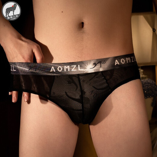 Die Liebe zur Arroganz im Frühjahr und Herbst Sommermänner Unterwäsche sexy Ice Seide Transparent Dreieck Mid-T-T-T-T-Waist Ultra-dünn jung