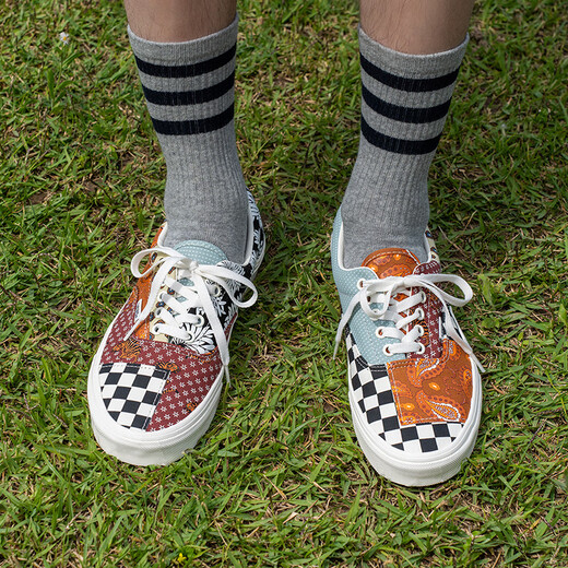 VANS official Era tiger striped cashew flower patchwork campus retro men and women canvas shoes low top color 36.5