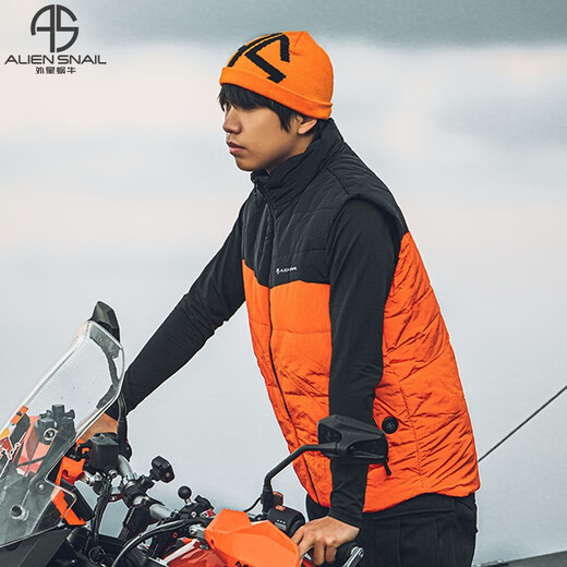 Alien Snail Electric Heated Vest Washable Winter Motorcycle Riding Clothing for Men and Women Warm Motorcyclist Clothes Orange XL