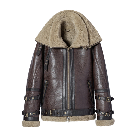 Caesar Yier's new original ecological sheepskin B3 fur all-in-one motorcycle jacket fur flight suit lamb wool sheepskin jacket men's brown rice 170/48L