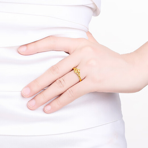 Saturday Fortune Pure Gold 999 Crown Gold Ring Girl Birthday Gift Price AB012117 Live No. 14 About 2.08g