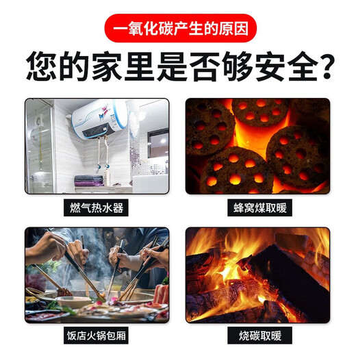 凌防一氧化碳警报器家用室内户外露营煤烟煤气探测电池款co报警器 681款一氧化碳报警器