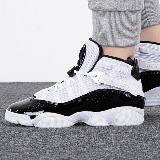 Nike (Nike) Freizeitschuhe Frauenschuhe Sommer Neue Sneakers Air Jordan 6 Ringe GS Sechs-Kronen-Basketballschuhe 323419-104 Schwarz-Weiß-Farben 38 38