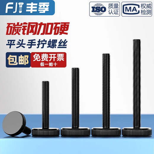 Fengshen GB835 Tête plate noire Vis à main folle zinc zinc grande tête vis à main m3M4M5M6M8M10mm M6 * 30 [10 pièces] Fer Noir zinc