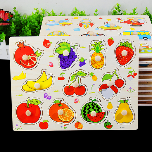 Toys de Humo, lettres numériques, puzzle de planche à emporter à la main pour enfants, puzzle de bébé éducation précoce, jouets en bois, ensemble 2 pièces [Fruit Model + Forest Animal]