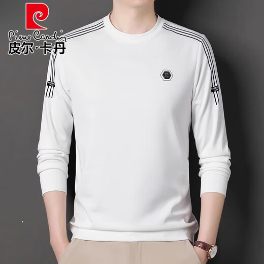 皮尔卡丹（pierre cardin）2024春秋新款男士桑蚕丝长袖t恤宽松圆领卫衣男装体恤打底衫上衣 6625绿色 170/L码【建议体重125-140斤】