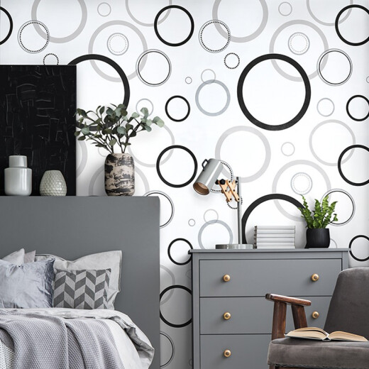 Jiuzhoulu wall stickers home self-adhesive wallpaper waterproof furniture TV background wall renovation film sticker gray and white round 10 meters long 45cm wide