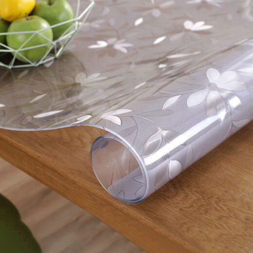 Feather Pocket Transparent PVC Tablecloth Soft Glass Waterproof, Oilproof and Anti-scalding Table Mat Rectangular Coffee Table Dining Table Mat Crystal Plate Tablecloth Upgraded Environmentally Friendly Pure Ultra-High Transparent 2.0 Model Width 90cm*140cm