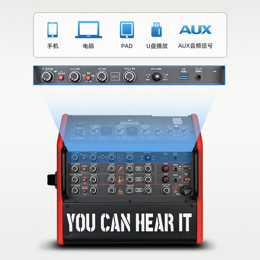 Desheng OD200 outdoor road singing audio live broadcast internal recording guitar playing karaoke high power musical instrument speaker OD200 black standard version