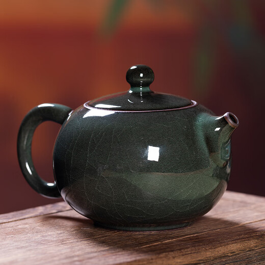 Longquan Celadon Creative Household Teapot Iron Tire Xishi Teapot Single Pot Ice Crack Ceramic Purely Handmade Kung Fu Tea Set Filter Pot Iron Tire Xishi Teapot Gift Box