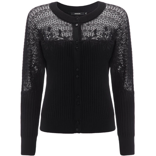 Pipi Dog New Summer Three-dimensional Relief Machine Embroidered Hollow Beaded Knitted Jacket Women's Cardigan 701 Black L (165)