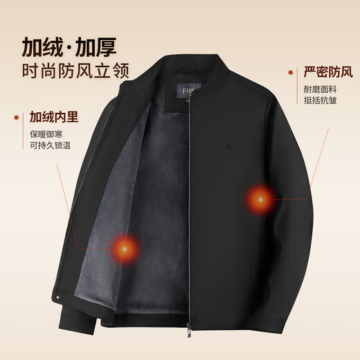 Shanshan velvet thickened jacket men's autumn and winter style windproof anti-wrinkle smooth stand collar executive business jacket
