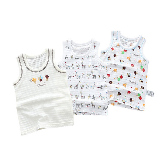 Printed cotton house 3-piece children's vest pure cotton baby boy summer thin breathable bottoming shirt Japanese boy cotton top Astroman vest 3-piece 100