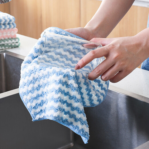 Miaoran coral velvet rags 25*25cm*10 absorbent kitchen dishcloths, scouring pads, hand towels, housekeeping cleaning rags