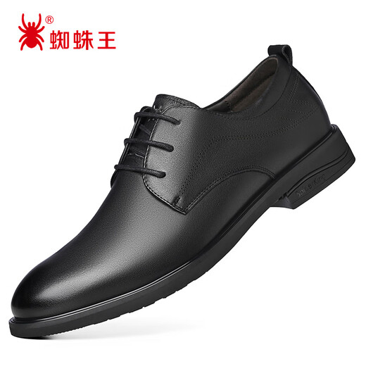 蜘蛛王皮鞋男春秋英伦牛皮男鞋系带商务正装鞋男士上班鞋子 黑色 41 