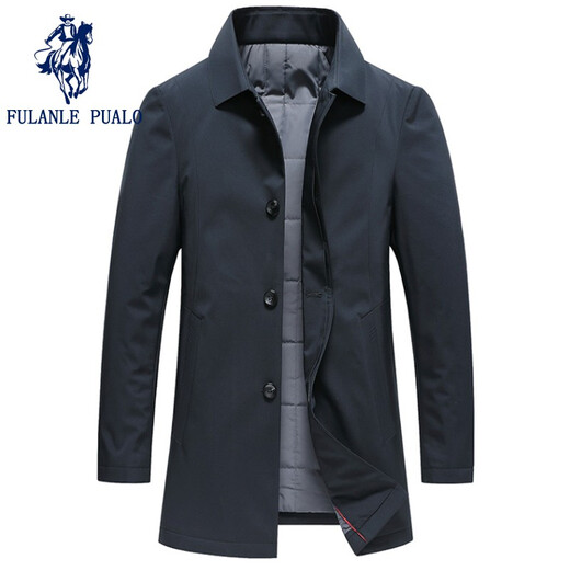 弗朗西保罗（FULANLE PAULO）冬季加厚棉衣男中长款商务男士棉服爸爸外套保暖棉袄夹克脱卸内胆 绿色-9888 【一体直冲加棉】 L /175