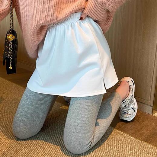 Kunsui small butt curtain for women with shark pants hem skirt cover layered fake hem loose butt-covering white skirt white slit model 1 bottom butt curtain L (recommended 80-120 Jin Jin is equal to 0.5 kg)