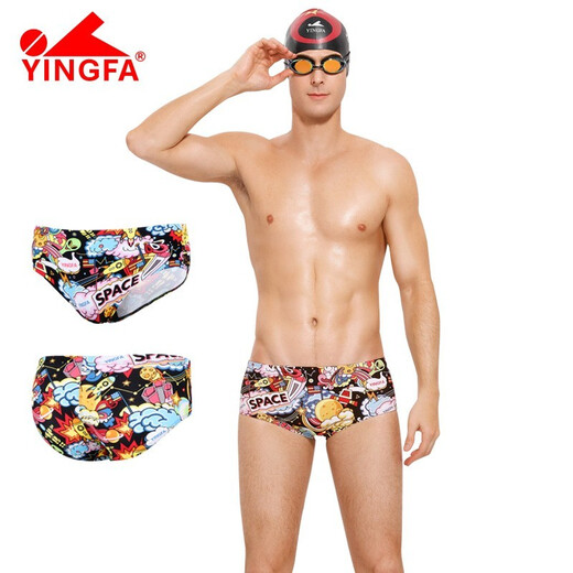 YINGFA Badehose Herren Dreieck Professionelle Erwachsene und Kinder Bunte Mode Bedruckte Breitkrempige Renn-Badehose mit mittlerer Taille Magic Missile 2XL (Taille 76-82 cm)