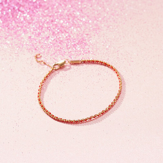 Chao Acer 18K gold bracelet with gold and red bracelet for women, small love rope SCK30003301, about 15cm with tail chain, birthday