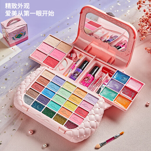Dolemite Children's Day Cosmetics Set Girls Toys Girls Gift Princess Makeup Box for Drawing Makeup [Notebook Beauty Box + Dolls - Give]