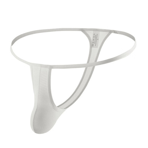 Men's sexy low-waist underwear breathable mesh thong micro-permeable quick-drying briefs fat bear plus size YPC5018 white XXL (recommended 85-100 kg)