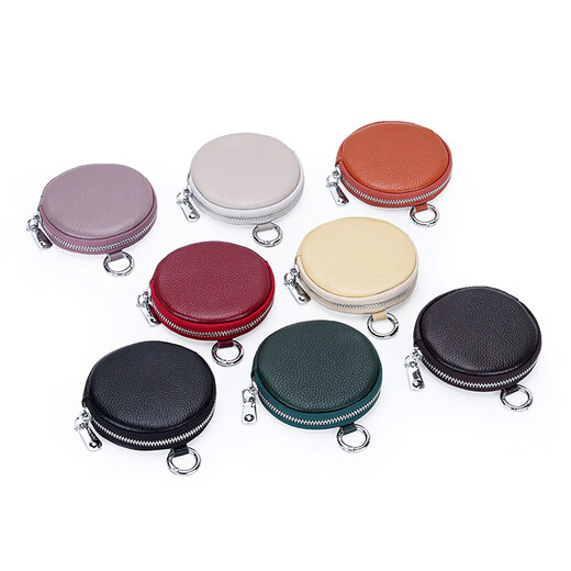 Billetera de monedas de cuero de cuero de Sharelove Bolsa redonda de almacenamiento redonda de mini mini bolsillo de monedas de alumno portátil colgante colgante creativo de vaca negro negro