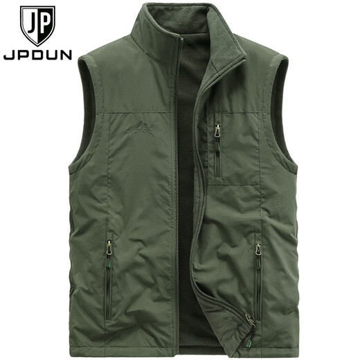 JP两面穿加绒马甲男背心厚款马甲保暖9618 卡其色 M(适合110斤-125斤)