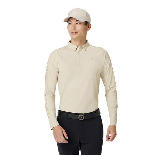 
Taylormade TaylorMay Golf Clothing 2025 New Spring and Autumn Men's Top Golf Long Sleeve Windproof POLO Shirt M13116 Beige XL