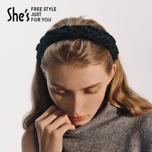 She s Akiko retro twist fabric hairband high skull headband pressure hair high-end hairpin headband hair accessories birthday gift black G0