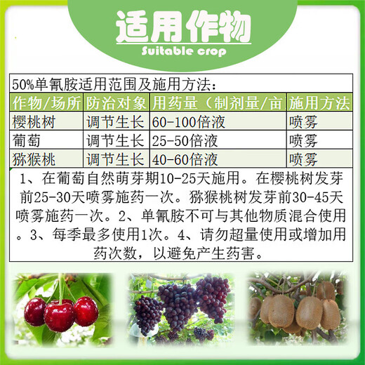 Cuiya 50% monocyanamide sleep-breaking agent grape cherry kiwi fruit tree germination accelerating pesticide plant growth regulator 1000ml