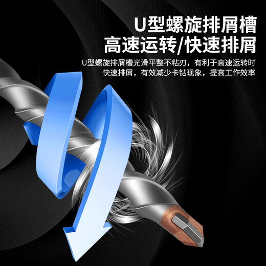 People's electric hammer drill square handle four-pit through-wall cement concrete wall opening construction impact drill bit 6*150